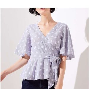 Loft Dot Stripe Wrap Top